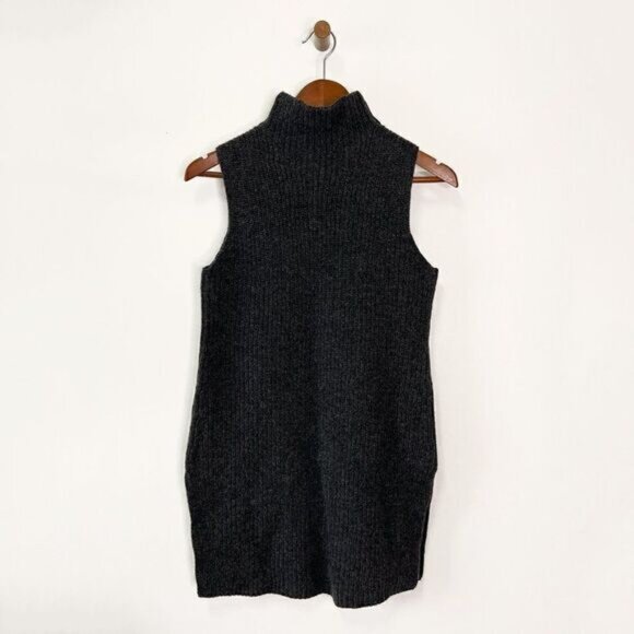 Theory Embree Charmant Mock Neck Sleeveless Sweater in Dark Charcoal - Picture 3 of 10